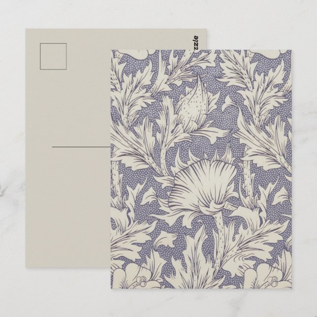 Postal Papel pintado de amapola de cuerno de William Morr (Anverso / Reverso)