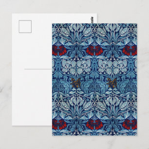 Postal Papel pintado de tulipán y rosa azul marino de Wil