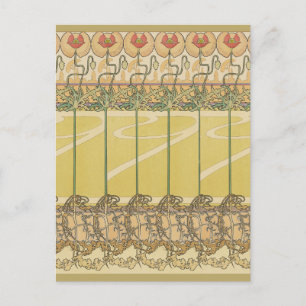 Postal Papel pintado floral Art Nouveau de amapolas de Al