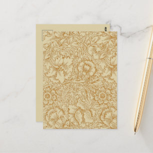 Postal Papel pintado floral de amapola de William Morris