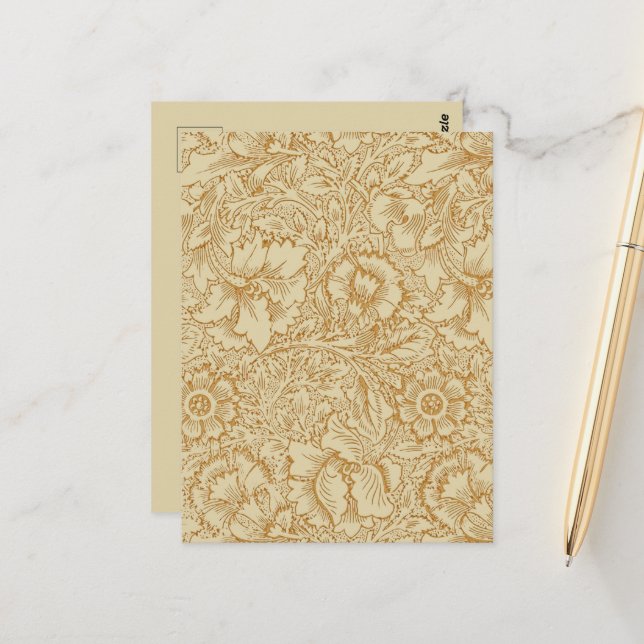 Postal Papel pintado floral de amapola de William Morris (Anverso/Reverso In Situ)