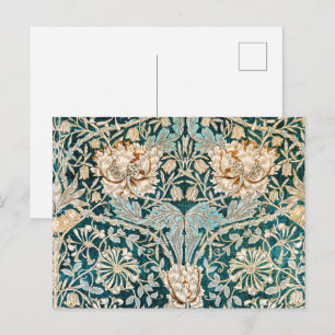 Postal Papel pintado floral de madreselva azul Morris Tea