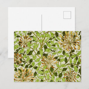 Postal Papel pintado floral de madreselva verde de Willia