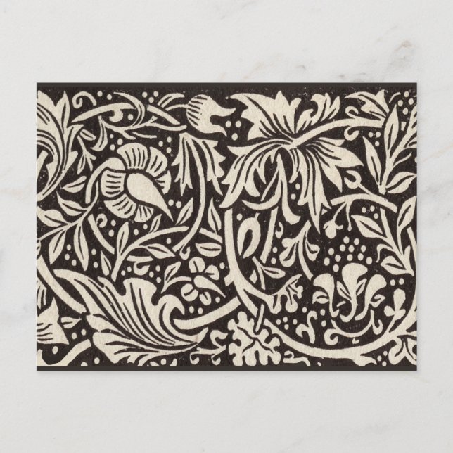 Postal Papel pintado floral de narciso William Morris (Anverso)
