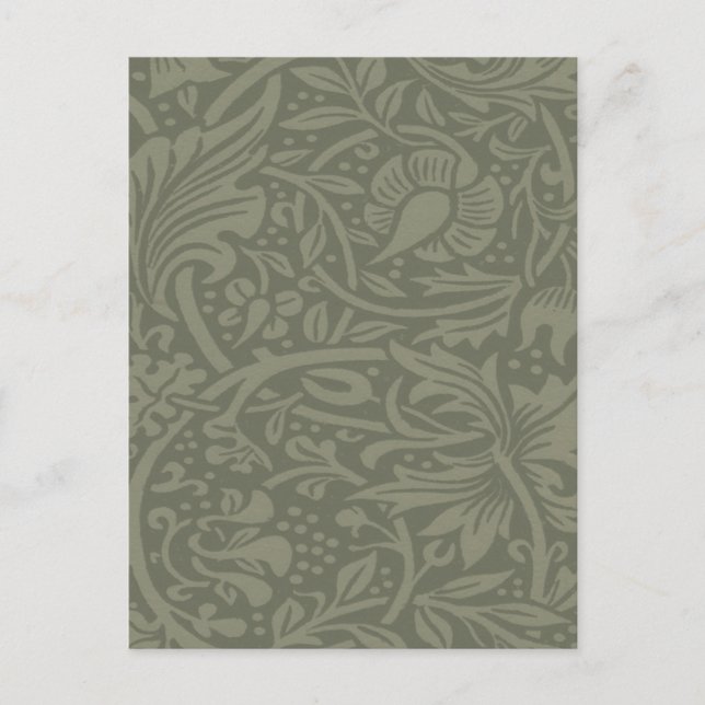 Postal Papel pintado floral de narciso William Morris (Anverso)