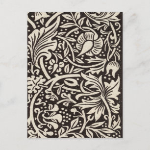 Postal Papel pintado floral de narciso William Morris