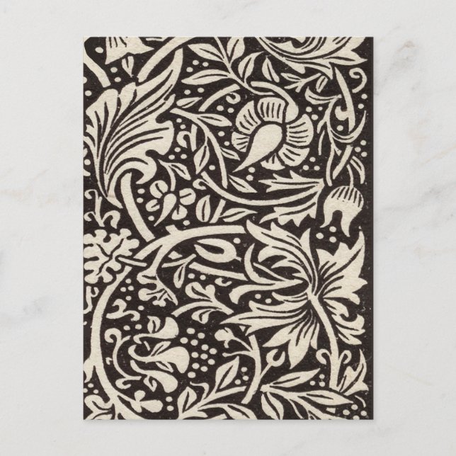 Postal Papel pintado floral de narciso William Morris (Anverso)