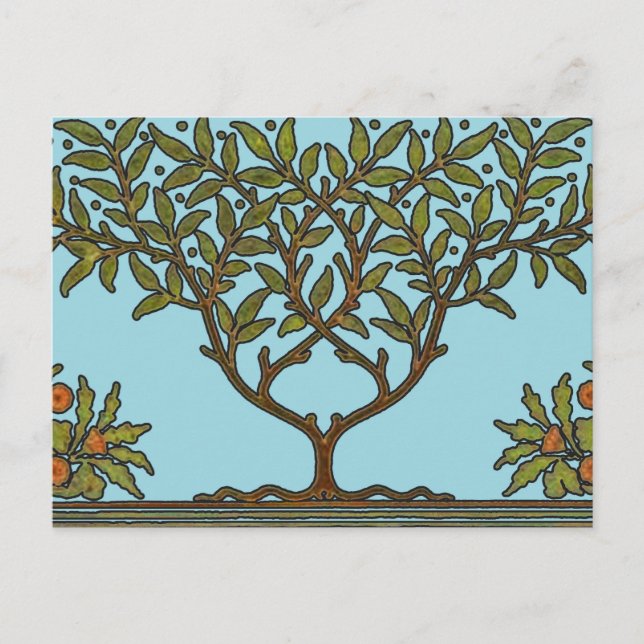 Postal Papel pintado floral de William Morris Tree Frieze (Anverso)