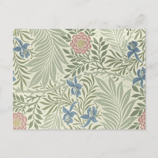 Postal Papel pintado floral Larkspur de William Morris (Anverso)