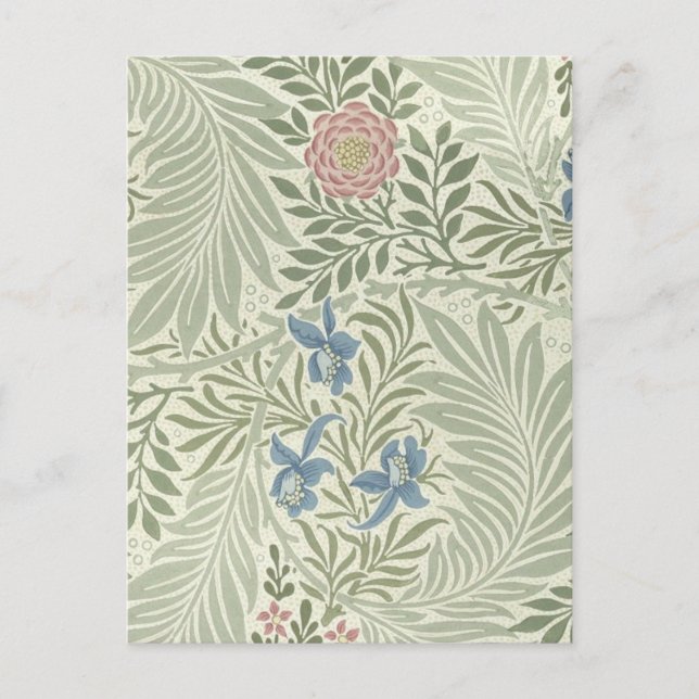 Postal Papel pintado floral Larkspur de William Morris (Anverso)