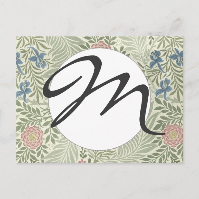 Postal Papel pintado floral Larkspur de William Morris (Anverso)