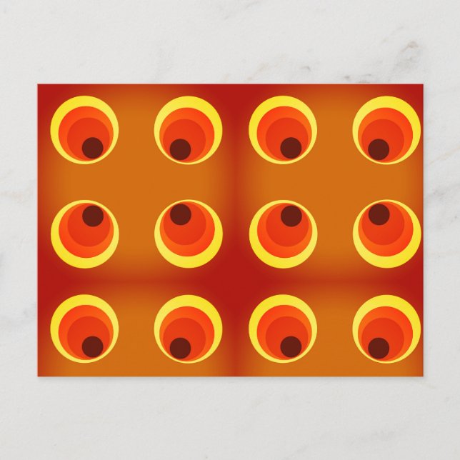 Postal papel pintado retro naranja ,rojo 1970 (Anverso)