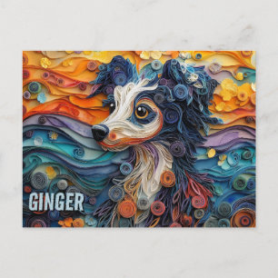 Postal Papel reposo chino que quema retrato de perro de a