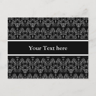 Postal Papel tapiz de Damask de época - blanco + tu trase