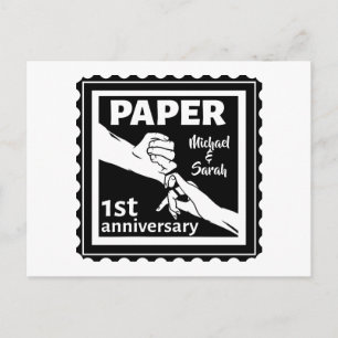 Postal Papel tradicional primer aniversario boda