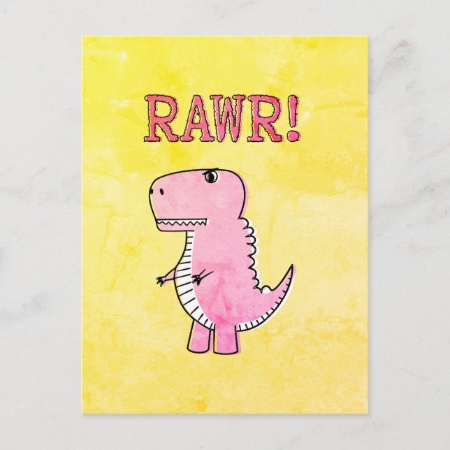 Postal Papel Viejo En T Rex, Personalizado Rosa Cuto Y En (Anverso)
