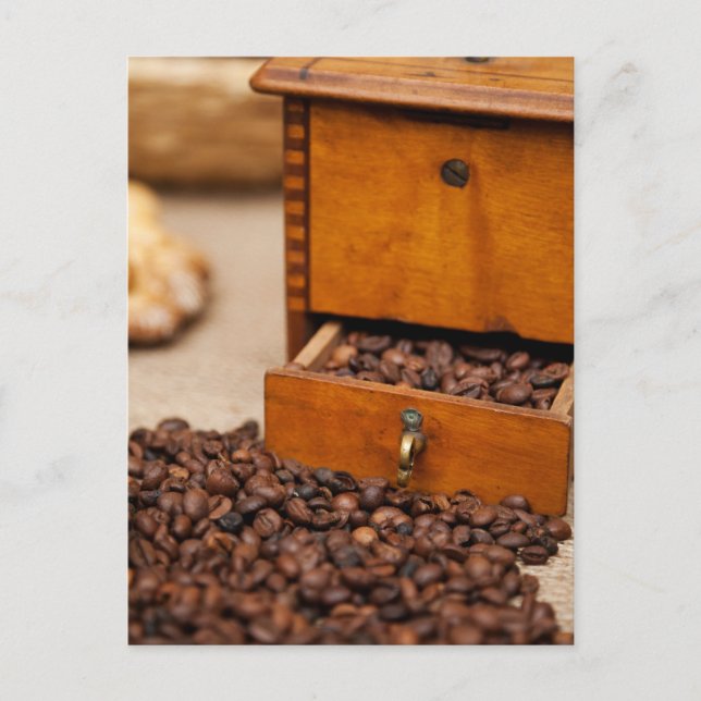 Postal Papelera de café antiguo/Grinder (Anverso)