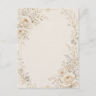 Postal Papelería de boda con detalles neutros refinados