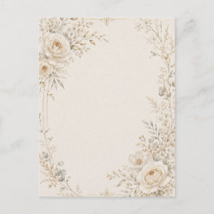 Postal Papelería de boda con detalles neutros refinados