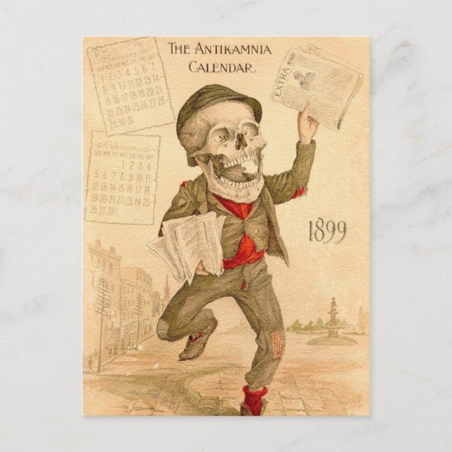 Postal Paperboy esquelético (Anverso)