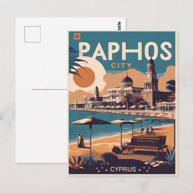 Postal Paphos City, recuerdo de regalo de vacaciones de C (Anverso / Reverso)