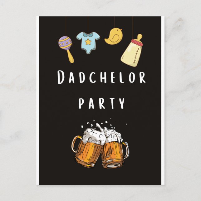 Postal papi ducha diaper dadchelor fiesta invita (Anverso)