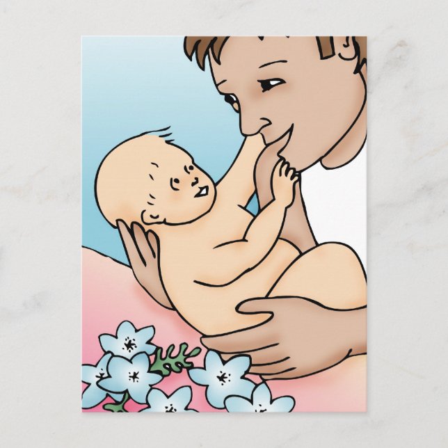 Postal Papi nuevo y bebé (Anverso)