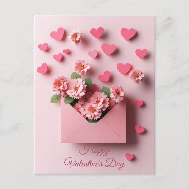 Postal Papierschnitt Herzen und Blumen Valentinstag (Anverso)