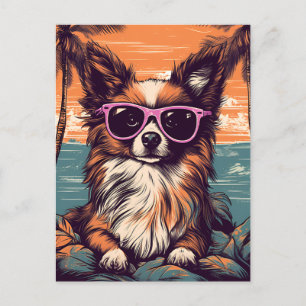 Postal Papillón con gafas de sol en la playa