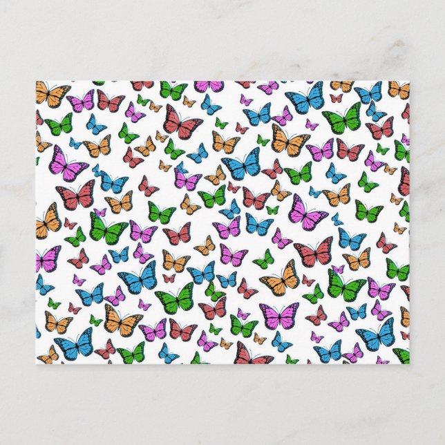 Postal Papillon de mariposa de época de arte de Ilustraci (Anverso)