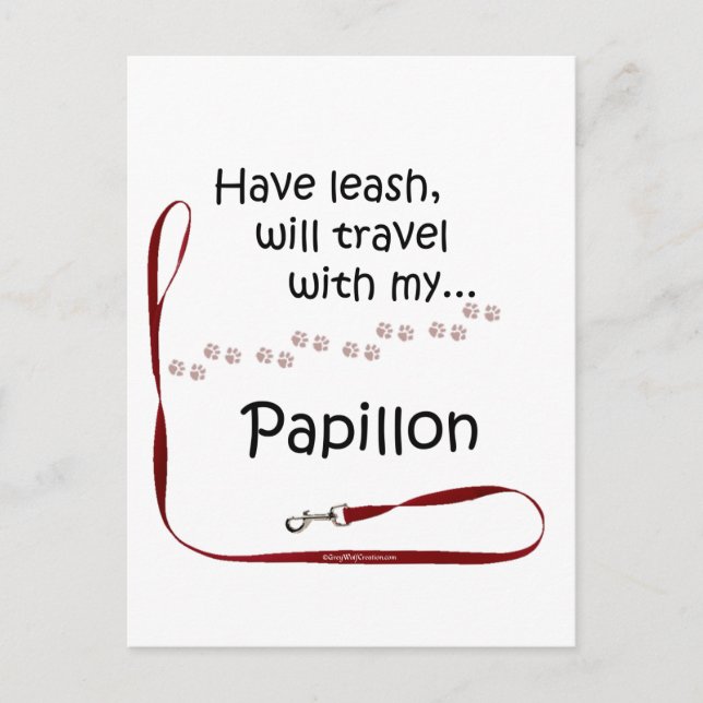 Postal Papillon Travel Leash (Anverso)