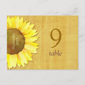 Postal Papiro Boda de girasol Número de tabla