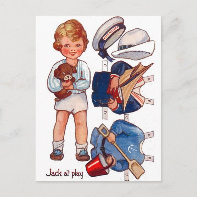 Postal Papperdoll Little Boy Jack Postcard (Anverso)