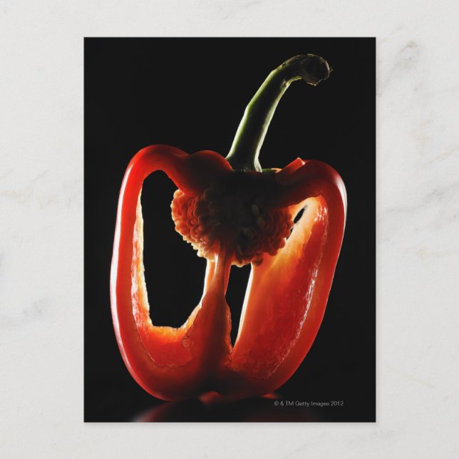 Postal Paprika,Vegetable,fondo negro (Anverso)