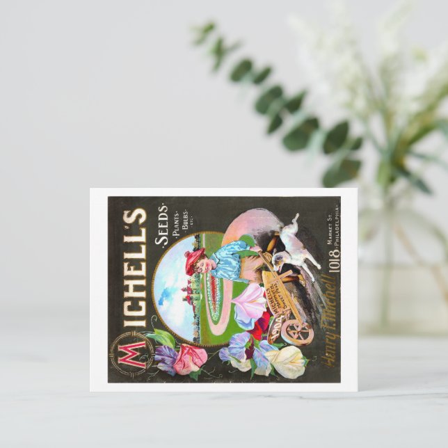 Postal Paquete De Semillas Vintage. (Anverso de pie)