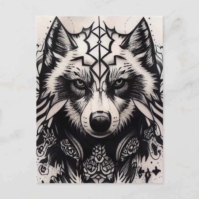 Postal Paquete Powerwolf de Lone Wolf Tribal Tattoo Wolve (Anverso)