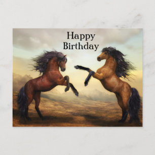 Postal par de caballos salvajes   