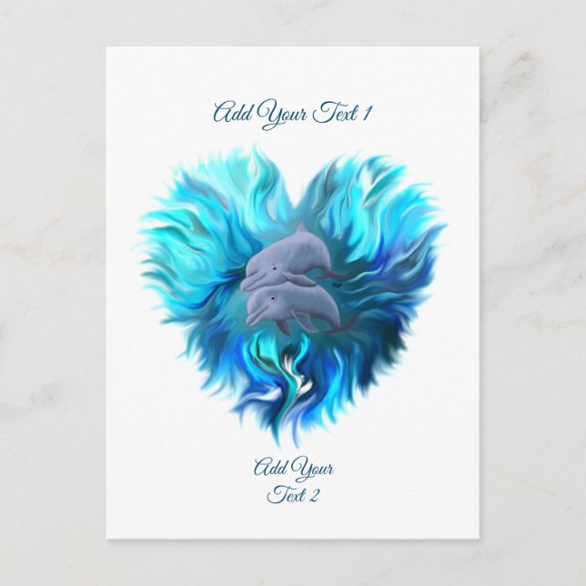 Postal Par de delfines (Anverso)