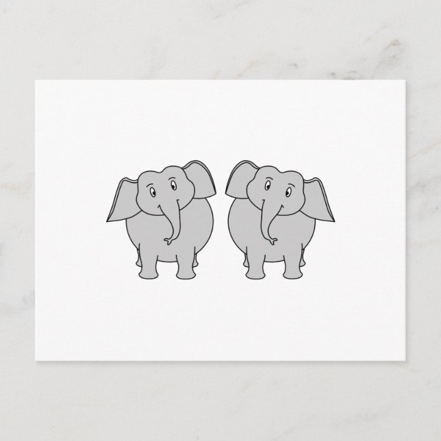 Postal Par de elefantes muy bonitos. Pareja. (Anverso)