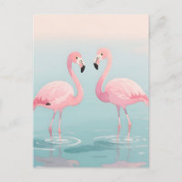 Par de flamencos rosados serenidad acuarela