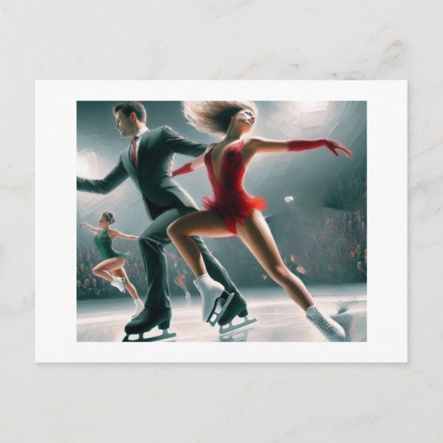 Postal Par de patinaje sobre hielo, (Anverso)
