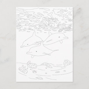 Postal para colorear delfines para adultos
