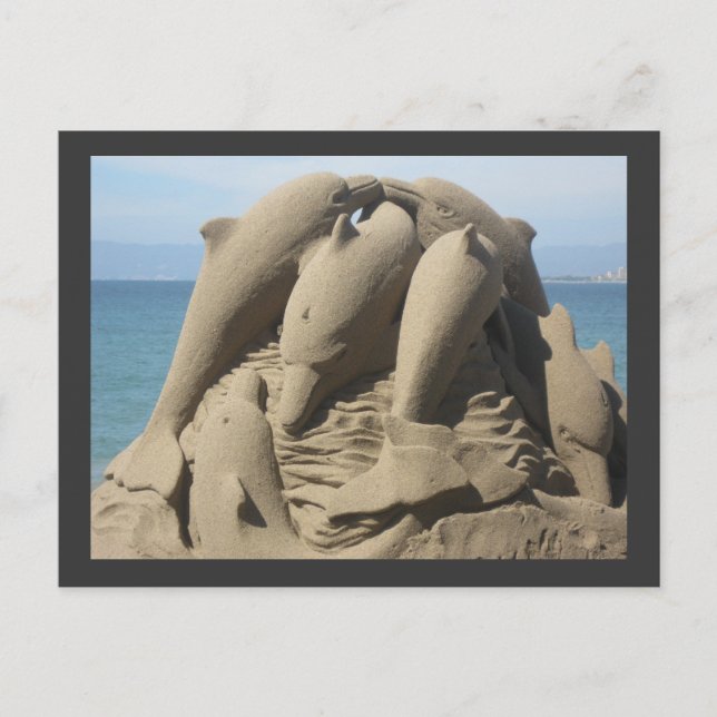 Postal para delfines de arena hecha (Anverso)