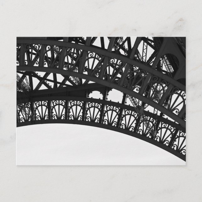 Postal para el arco de la Torre Eiffel en blanco y (Anverso)