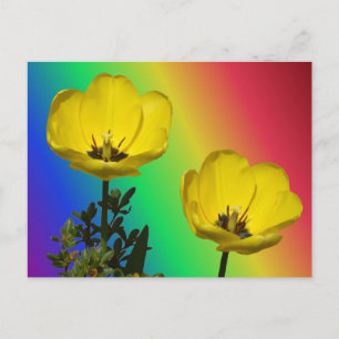 Postal para el bricolaje con tulipanes amarillos