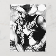 Para él Guay Western Cowboy Original Art Drawing