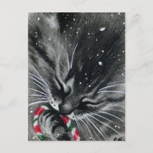 Postal para gato Candy Cane Kitten (Anverso)