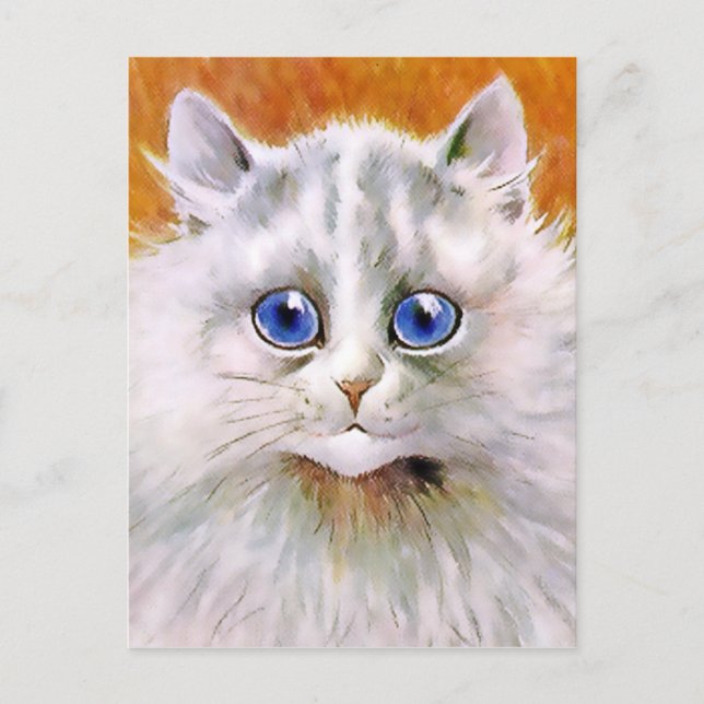 Postal para gato con ojos azules vintage (Anverso)