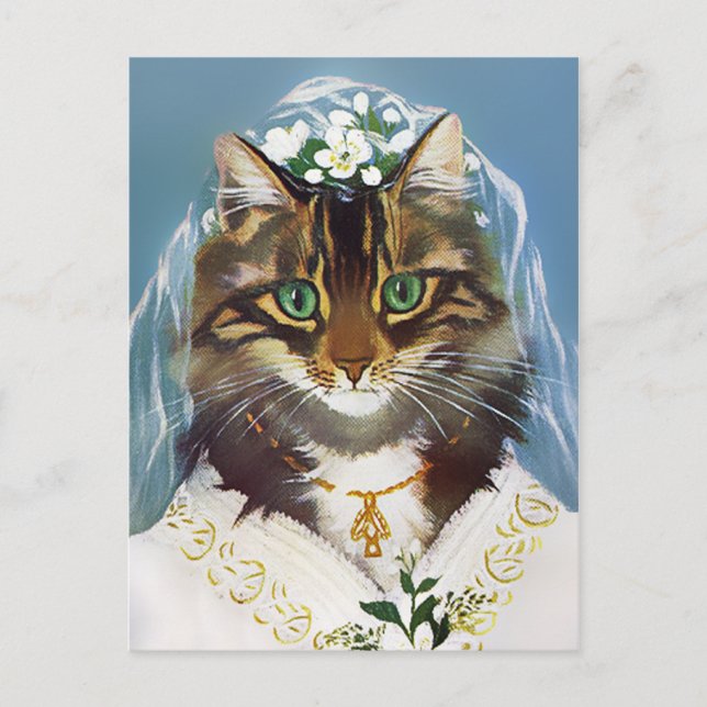 Postal para gatos de bodas vintage (Anverso)