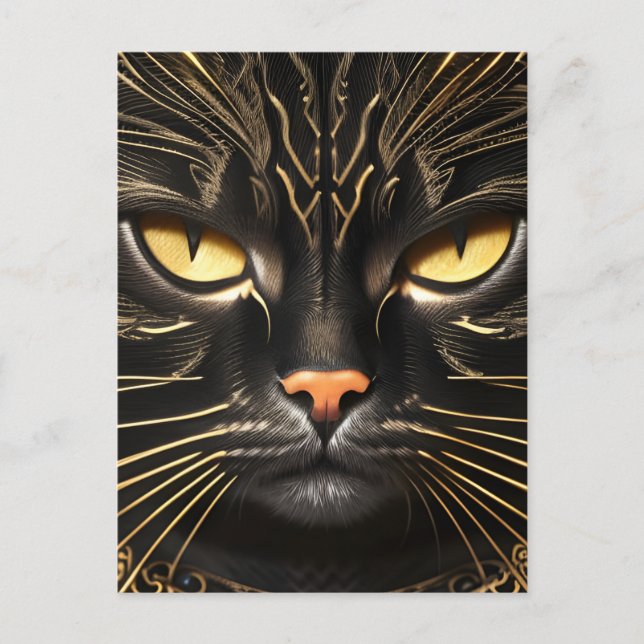 Postal para gatos Ebony y Oro (Anverso)
